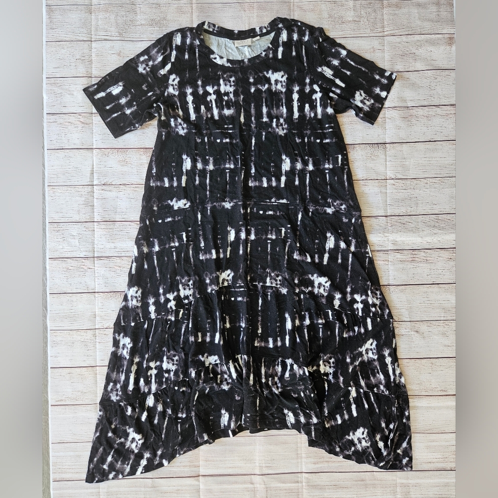 LOGO by Lori Goldstein Regular Printed Tie-Dye Tiered Dress